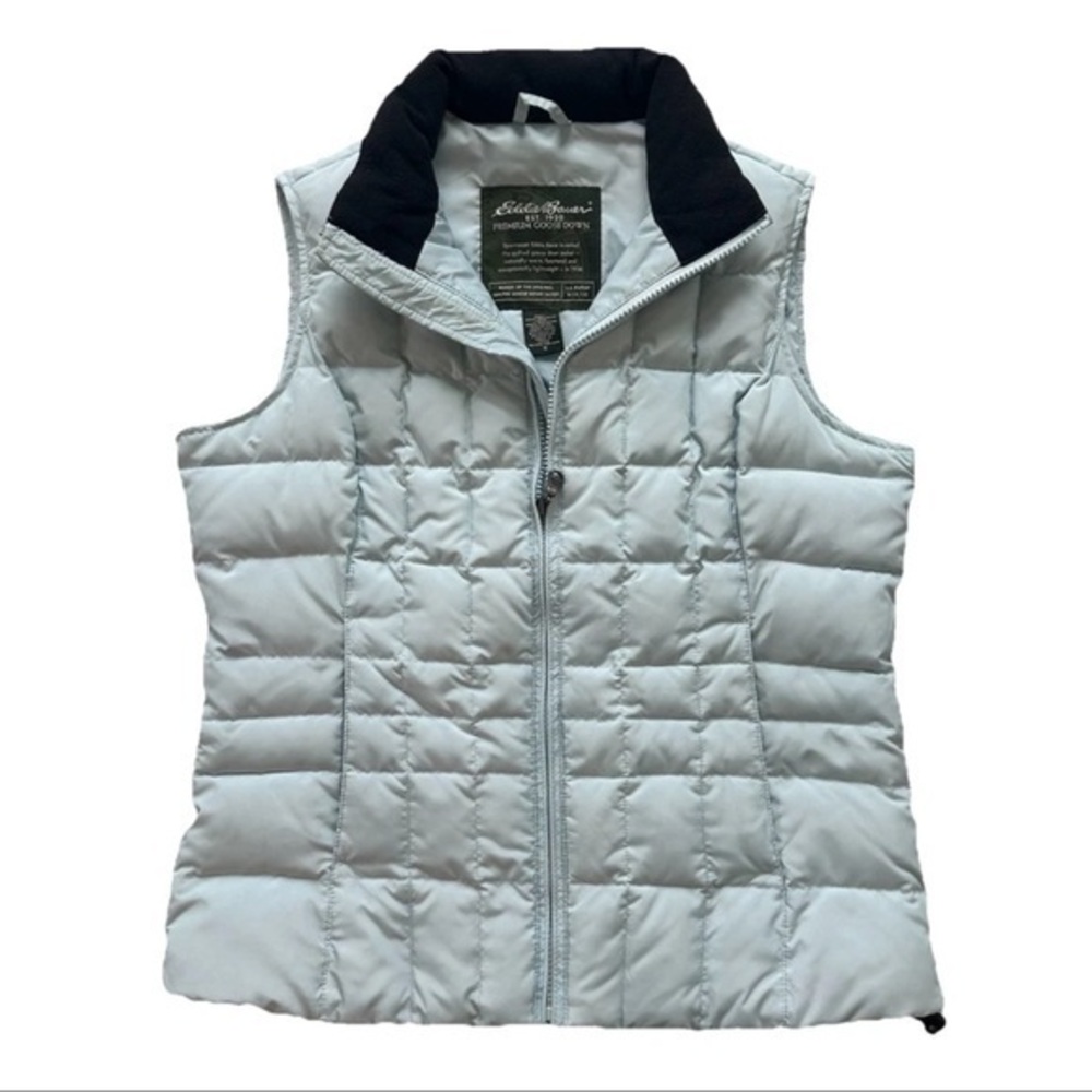 Eddie Bauer Women Premium Goose Down Vest SM Quilted Insulated Puffer Light Blue